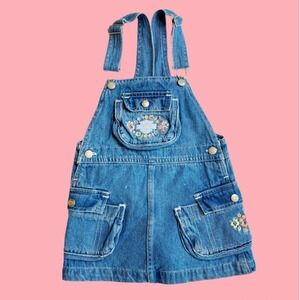 Vintage Harley Davidson Denim Overalls Dress, Kids 4T, 1990s